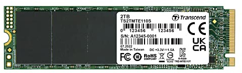 Transcend MTE110S SSD Interne NVMe PCIe Gen3 x4 M.2 2280 2TB 3D TLC NAND - TS2TMTE110S