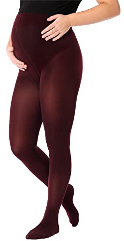 Be Mammy Dam Moderskap Strumpbyxor 100 DEN BE-1120 (Rött vin, XL)
