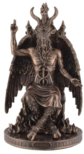 Baphomet Gottheit auf Thron bronziert by Veronese Teufel Satan Figur 24 cm