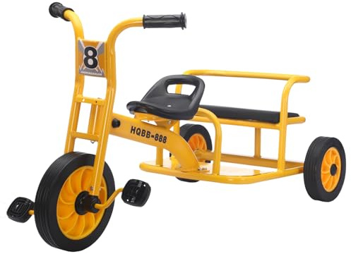 Kids Tricycle for Ages 2-8, Kids Trike Bike with Adjustable Seat, Airless Rubber Tires and Rear Padded Seat, Preschool Daycare Tandem Tricycle, Gift for Boys and Girls