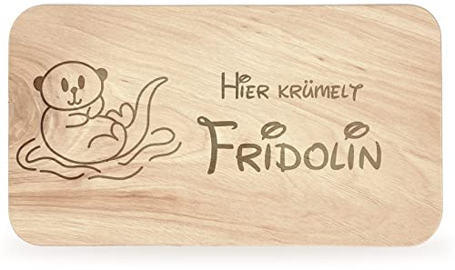 Frühstücksbrettchen Kinder - tolles Frühstücksbrettchen Holz mit Otter | Personalisieren, personalisierte Geschenke Kinder, Schneidebrett mit Gravur, Geschenk zur Taufe/Einschulung