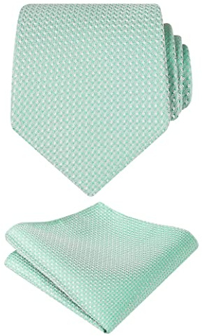 Alizeal Mens Solid Farbe Krawatten Einstecktuch und Manschettenknöpfe Set | Pflegeleichte, glatte Textur, geeignet für professionelles und formelles Aussehen, leicht