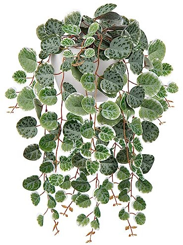 Hollyone Artificial Hanging Plants Decorative Fake Potted Plants, String of Hearts Plants Indoors Outdoors, Faux Trailing Plants Greenery for Home, Wall, Living Room, Bedroom, Office Decor