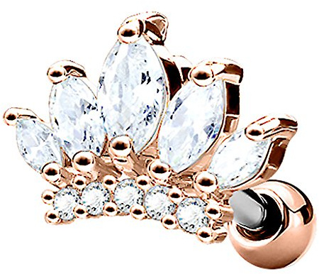 Taffstyle Tragus Cartilage Knorpel Piercing Ohr Stecker Kristall Krone