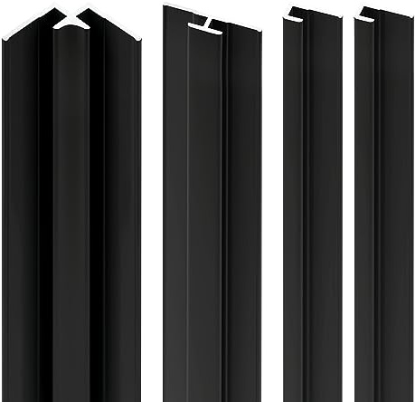 Schulte pack de 4 profilés à 210 cm: 2 profilés de finition + 1 profilé d'angle intérieur + 1 profilé d'extension, noir, pour panneau mural de salle de bains DécoDesign, revêtement décoratif douche