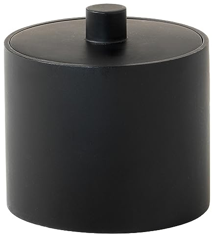 Gedy Brenda Contenitore con Coperchio Porta Dischetti Struccanti o Porta Cotton Fioc di Cotone, Realizzato in Resina Colore Nero Opaco, Dimensioni Base Diametro Ø 10 x H 9,5 cm, Peso 395gr