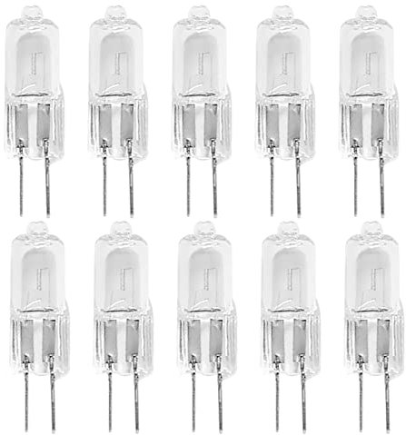 10x G4 12V 20W Halogen-Lampe Licht-Birnen mit 2-Pin-Kapsel - 1500 Stunden Lebensdauer - Klare Gläser - 9x33MM