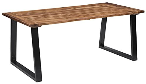 Homgoday Esstisch Esszimmertisch Küchentisch Holztisch Speisetisch Tisch für Esszimmer Wohnzimmer Küche Esszimmermöbel Massivholz Akazie 180 x 90 cm