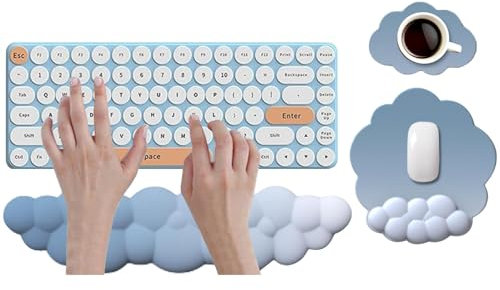 Tapis de souris en forme de nuage avec support de poignet en mousse à mémoire de forme pour clavier - Tapis de souris ergonomique pour le canal carpien - Soulagement de la douleur - Base antidérapante