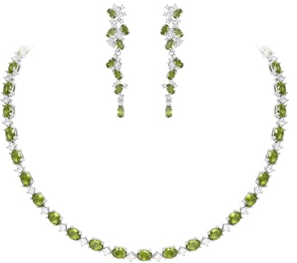EVER FAITH Zirkonia Schmuck Set elegant oval geformt Geburtsstein Hochzeit Party Halskette baumeln Ohrringe Geschenk für Damen Mutter