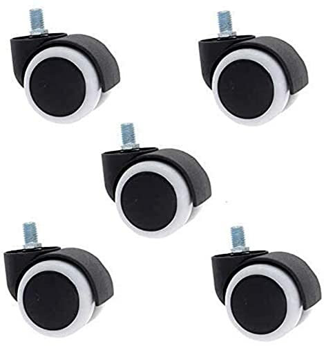 5 Stück Universalrad 2 Mute Caster Computerstuhl Drehstuhlrollen Räder (Größe: Sicherungsringrad 5) (Weiß 5 Gewinde)