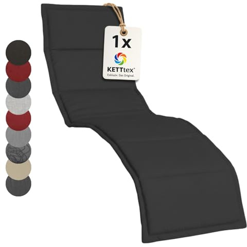 KETTtex EXKLUSIV Auflage Bäderliege dunkelgrau I Gartenliege Polster 205x55x3cm I hochwertige & Pflegeleichte Liegenauflage I Wetter- & formbeständiges Liegekissen I Liegestuhl-Auflage