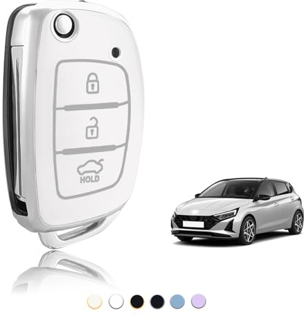 TOOMUME Schlüsselhülle TPU, Autoschlüssel Hülle Kleine Größe Passt für Hyundai i10 i20 i30 i20n ix20 ix35 Santa Fe Tucson Elantra Accent Sonata, Schlüsselcover Schutz Schlüsselgehäuse - Flip S Key