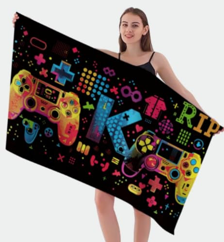 Xisnuient Graffiti Game Controller Mikrofaser Strandtuch Schnell Trocknend Sand Frei Super Saugfähig Leicht Männer Jungen Teens Beach Towel Handtuch Für Schwimmen Bad Yoga-Decken (Farbe 2,150×200cm)