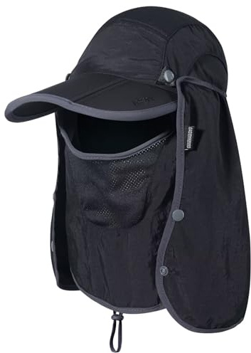 GADIEMKENSD Foldable Fishing Cap with Neck Flap UPF 50+ Sun Protection Windproof Removable Design Multi-Level Adjustment Sun Hat