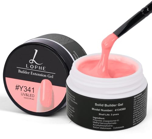 LOPHE Builder nagelgel-kit, hård gelbyggare för ros, non-stick sniderimönster, LED UV gel för stärkt nagelmanikyr, 15 ml