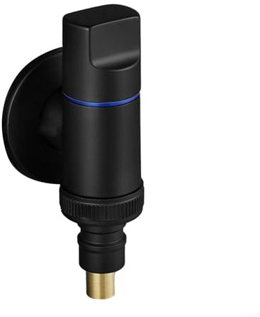 Waschmaschinenwaschbecken Wasserstoppventil, automatischer Waschmaschinen-Wasserhahn, Messing Waschmaschinen-Wasserhahn, Schnellöffnungswinkelventil (schwarz)
