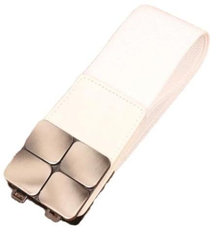 Pulcykp Damen-Schnallen, breiter Bund, elastischer Gürtel, Kummerbund, Kleid, Rock, Dekoration, Zubehör, weiß, One size
