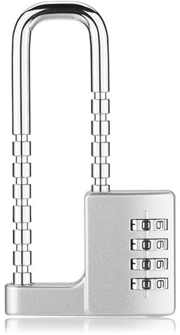Lucchetto a combinazione, serratura a combinazione a 4 cifre, lucchetto a combinazione con lucchetto lungo, lungo regolabile, per scuola, palestra e armadietto sportivo, recinzioni, bicicletta