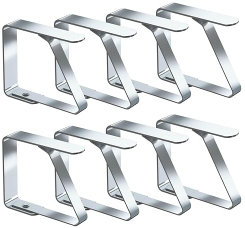 Dolaso 10 Stück Tischtuchklammern Edelstahl, Tischabdeckungsklemmen Tischdeckenklammer Tischdecke Clips Tischtuch Clips - Silber, Für Tische mit max. Plattenstärke von 3 cm