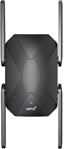 Genie's Poems WiFi 6 WLAN Verstärker AX1500 Dualband 1201Mbit/s 5GHz & 300Mbit/s 2.4GHz, Repeater Mit Gigabit Port, Internet Verstärker Kompatibel zu Allen Routern, YA-T21