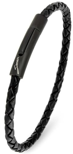 Simaru Läderarmband, 4 mm flätat för kvinnor och män, äkta läderarmband med krokstängning i rostfritt stål, premiumkvalitet tillverkat i Tyskland, S -Handgelenkumfang bis 16cm, Läder, 0