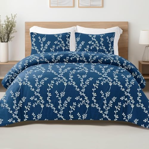 Bettdecke 200x220 Ohne Bezug Nutzbar, Blumendruck Bettdecken Waschbar Ganzjahresdecke Retro Stil 4 Jahreszeiten Steppdecke, Bettzeug Microfaser mit 2 Kissenbezug für Sommer Winter Doppelbett
