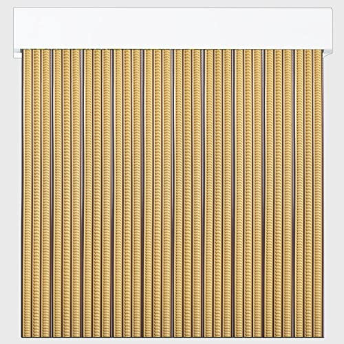 Tenda a strisce in PVC per esterni | Taglio su misura | Anti insetti | Pertoni TENDE (beige e marrone, altezza 230 x 120 cm (larghezza)