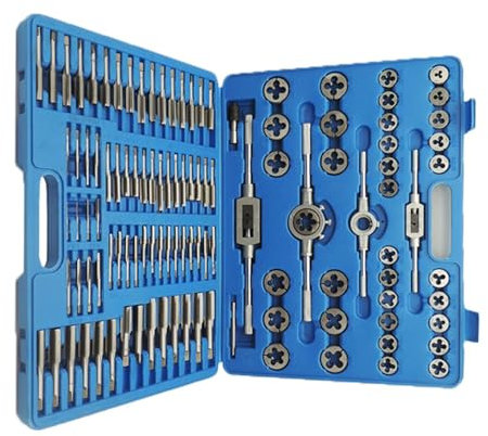 RGYBAO Juego de machos y troqueles de acero con rodamientos profesionales, herramienta esencial de 110 piezas para cortar roscas precisas en metal, con estuche de almacenamiento