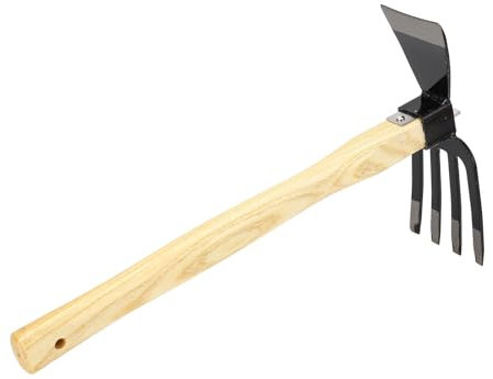 Walfront Zappa per Coltivatore Manuale con Lama in Acciaio al Carbonio, Strumento Scavatore Giardinaggio con Manico in Legno per Diserbo, Raccolta, Scavo, Piantagione, Impugnatura