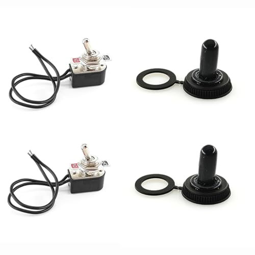 2 Interruttore a Levetta, Professionale Auto Mini Interruttore a Levetta con Pre-Cablato, ON-OFF 2 Posizione 2 Pin SPST Metallo Interruttore a Bilanciere, 6A 250 V Metallo Interruttore a Bilanciere