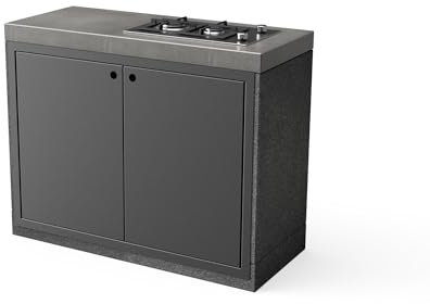TUOZI - Standmodul VENIT Gas 110 schwarz mit Tür für vorgefertigten Grill (Dunkelgrau - 110 x 47 x 47 cm) - Verwendung im Freien
