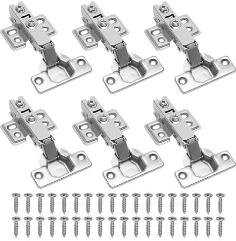 6 Pièces Charniere Porte de Placard Cuisine avec Amortisseur, Charnière Invisible Recouvrement Total pour Armoires, Penderies et Bibliothèques