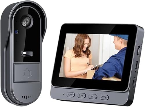 TKMARS Videocitofono senza Fili da Esterno 1080P Citofono senza Fili da Esterno Campanello HD Visione Notturna Citofono Grandangolare IP65 Impermeabile Videocitofono con Schermo 4,3P Batteria 1000mAh