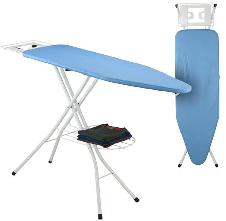 Relaxdays ASSE da Stiro Pieghevole, Tavolo Ferro a Vapore, Piano per Stirare Salvaspazio, 120x38 cm, Copriasse, Blu