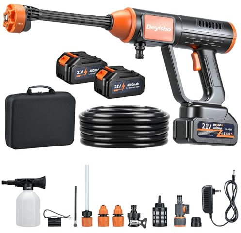 Deyisha 1750 PSI Cordless High Pressure Washer with Brushless Motor, 4.0Ah Battery, 6-in-1 Nozzle, Smart Touchpad, Stroage Bag, Handheld Portable Pressure Washer Cordless