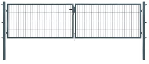 Doppeltor | extra breit, B400 x H80 cm | Anthrazit RAL 7016 | Doppelflügeltor inkl. Torpfosten & Schließzylinder | verzinkt & pulverbeschichtet | UV- und witterungsbeständig
