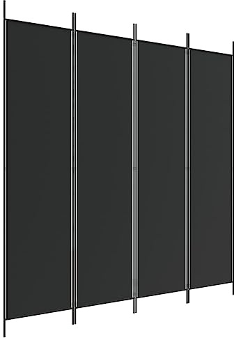 Divisorio a 4 Pannelli Nero 200x200 cm in Tessuto, Mobili, Separè Nero