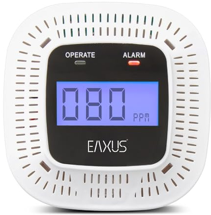 Eaxus Kohlenmonoxid-Detektor Air-Guard Mini | CO-Melder mit LCD-Display | 70 dB Alarm | optische & akustische Warnung | EN50291 Zertifiziert | für Haus, Wohnmobil, Boot & Auto