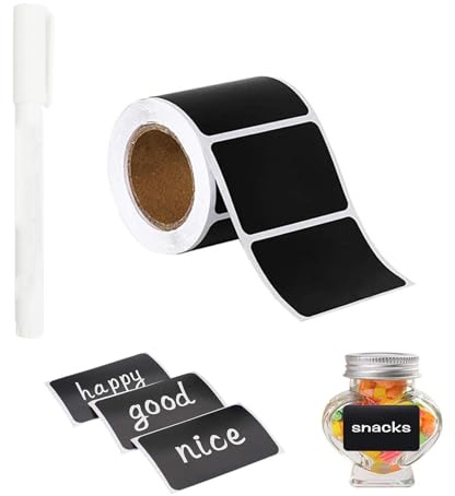 300 Pcs Tafel-Aufkleber, wasserdichte Etiketten selbstklebend mit Stift, Küchen Klebeetiketten Partner für Gewürzgläser, Marmelade usw, 5.5x3.5cm (Rechteckig)