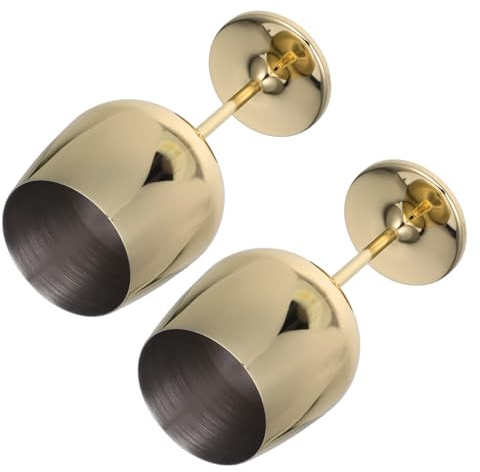Ciieeo Copas de Vino de Acero Inoxidable Doradas 500ml 2 Piezas | Diseño Elegante Acabado Pulido, Formato de Tallo Largo, Aptas para Ktv y Relax Junto Piscina