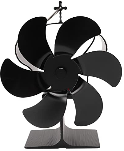 Pilipane Ventilatore per Stufa Alimentato a Calore 6 Pale Non Elettrico Ventilatore per Camino Autoavviante Corona Resistente alle Alte Temperature Nera per Forni di Pellettizzazione a Gas
