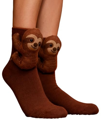 Yolimok Animal Socks Women Teenage Girl Gifts Warm and Soft Novelty 3D Knit Funny Sloth Animal Hugging Socks