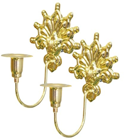 XLWLLNJ 2 Applique Da Parete, Portacandele, Decorazione Murale Decorativa per Sala Da Pranzo, Camera Da Letto, Feste, Oro