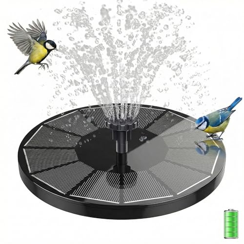 3,5W Solarbrunnen für Draussen, Solar Springbrunnen mit 4 Stützstangen, Eingebaute 1500mAh Batterie, Teichpumpe Wasserpumpe Schwimmender Fontäne Pumpe mit 6 Fontänenstile für Garten, Vogel-Bad, Teich