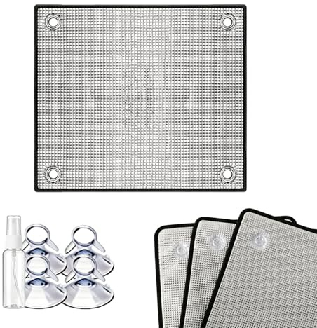 Fenster Isolierung Folie, Aluminiumfolie Anti-UV Verdunkelungs Folie mit Saugnapf, Blickdicht Sichtschutzfolie für Innen oder Außen, Reflektion Sturmfensterfolie für Auto Büro Haus(50x60cm)
