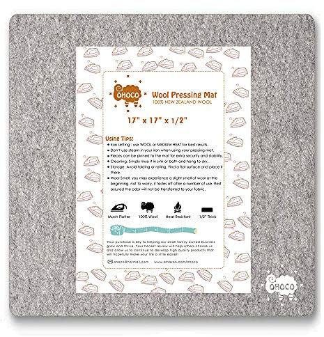 OHOCO Woll-Bügelmatte zum Quilten – 43,2 x cm XL große Filz-Bügelunterlage 1,2 dick, 100 % neuseeländische Wolle, hitzebeständig Bügeln, Nähen, Schneiden auf Bügelbrett, Tisch, Trockner, Arbeitsplatte