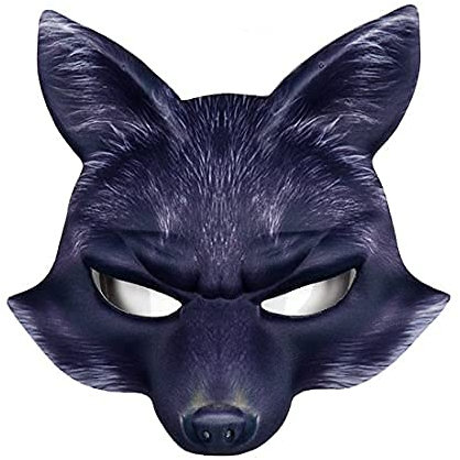 Tier Cosplay Wolf Maske Kostüm Party Tier Halbmaske Halloween Maskerade Maske Festival Cosplay Requisiten, schwarz, Mittel