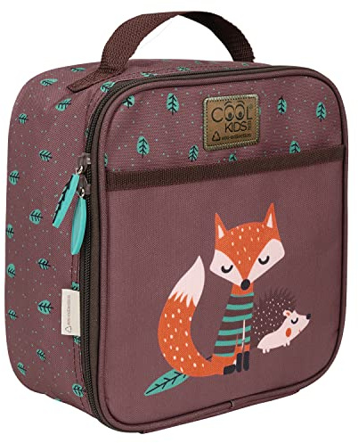 PERLETTI Thermo Lunchbox Kinder mit Fuchs Igel - Isolierter Brotbeutel für Mädchen Jungen aus Recyceltem Kunststoff - Grundschule Kindergarten Reise Lunchbag mit Tasche - 5L 22x21x11 cm Eco (Fuchs)