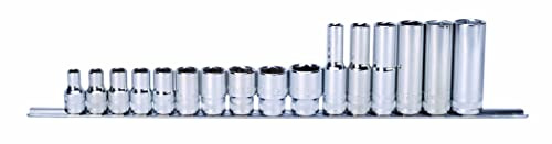 SATA ST09520 Juego de Llaves de Vaso Métricas, Cuadro de 1/2 Pulgada, 6 Puntas, 16 Piezas
